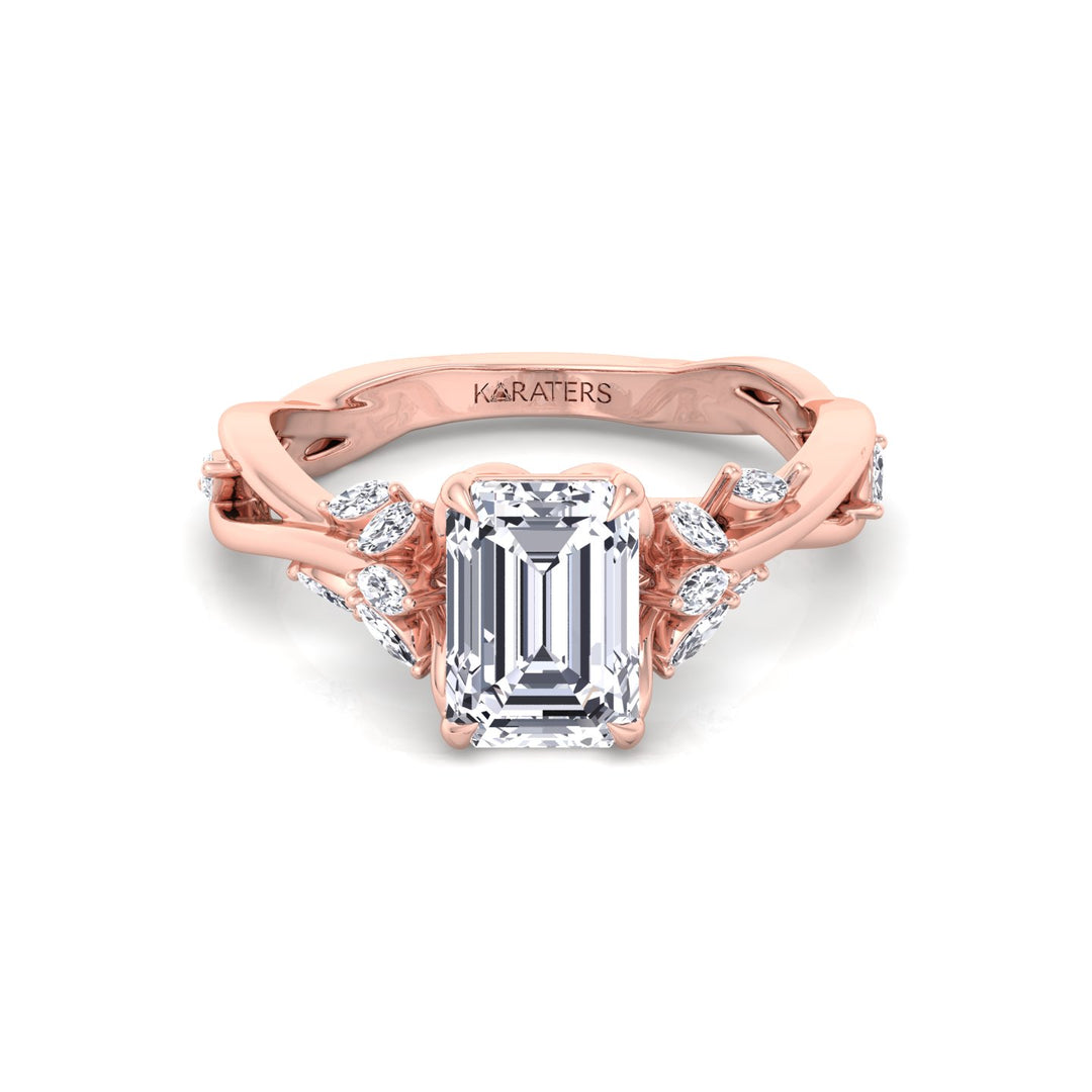 Emerald Cut Lab Grown Diamond Engagement Ring with Twist Band RG 3