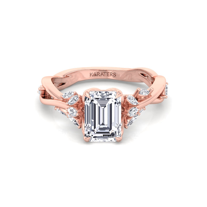 Emerald Cut Lab Grown Diamond Engagement Ring with Twist Band RG 3