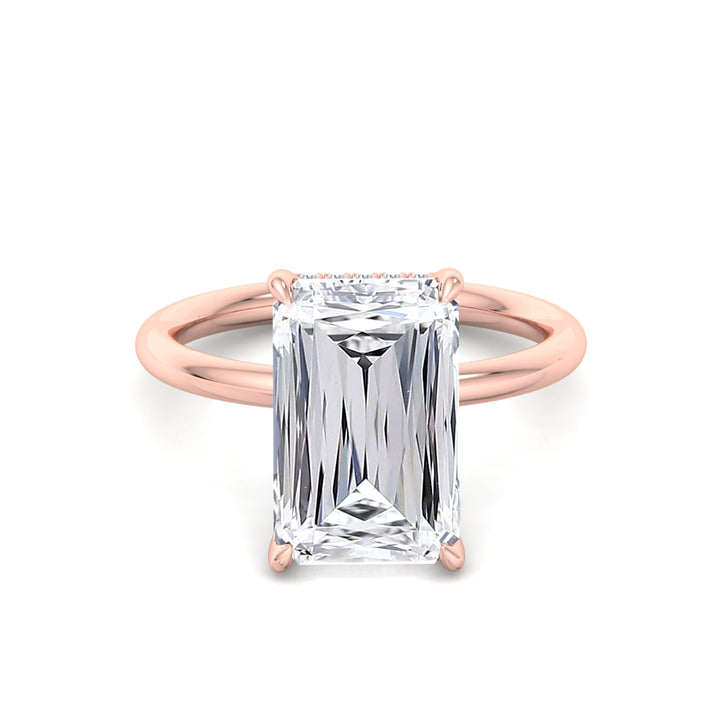 Ashoka Lab Grown Diamond Solitaire Engagement Ring (Criss Emerald Cut) Rose Gold 14K