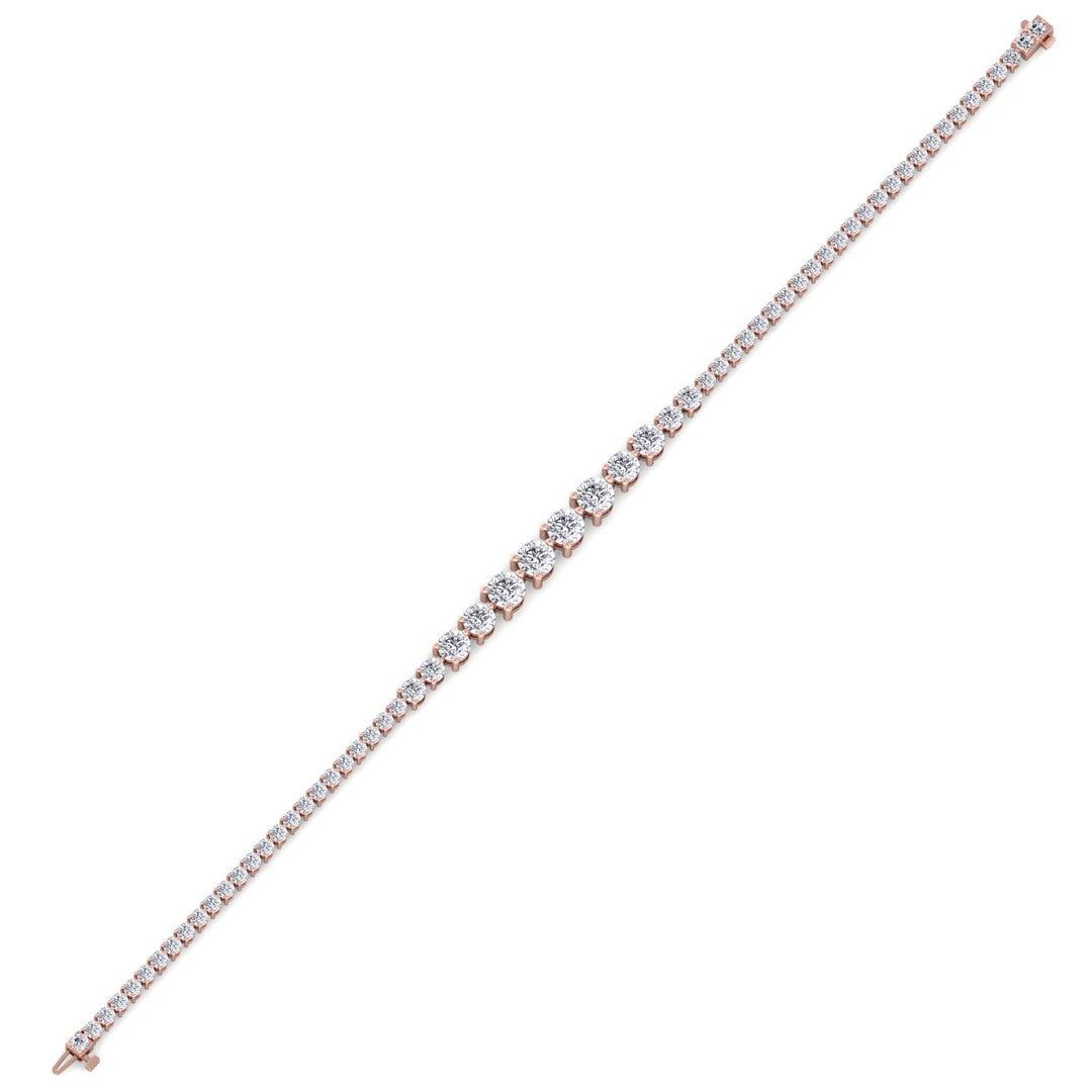 3-Prong Graduated Natural Diamond Tennis Bracelet Rose Gold