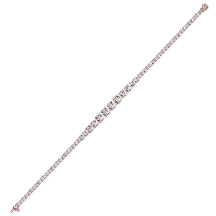 3-Prong Graduated Natural Diamond Tennis Bracelet Rose Gold