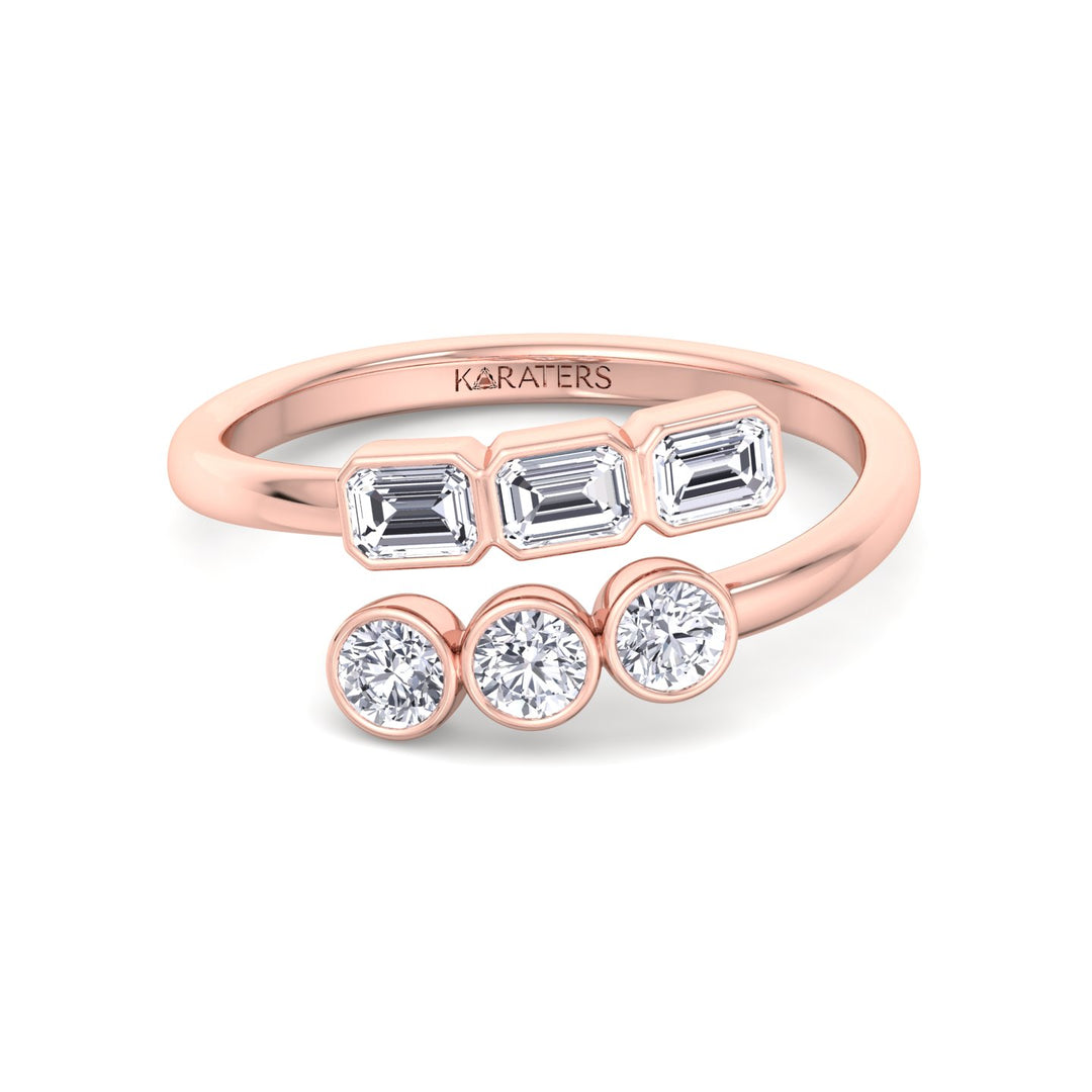 Round & Emerald Shape Wrap Around Lab-Grown Diamond Eternity Band RG 2