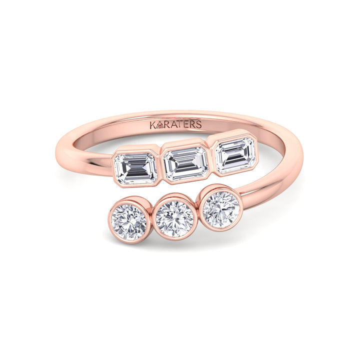 Round & Emerald Shape Wrap Around Lab-Grown Diamond Eternity Band RG 2