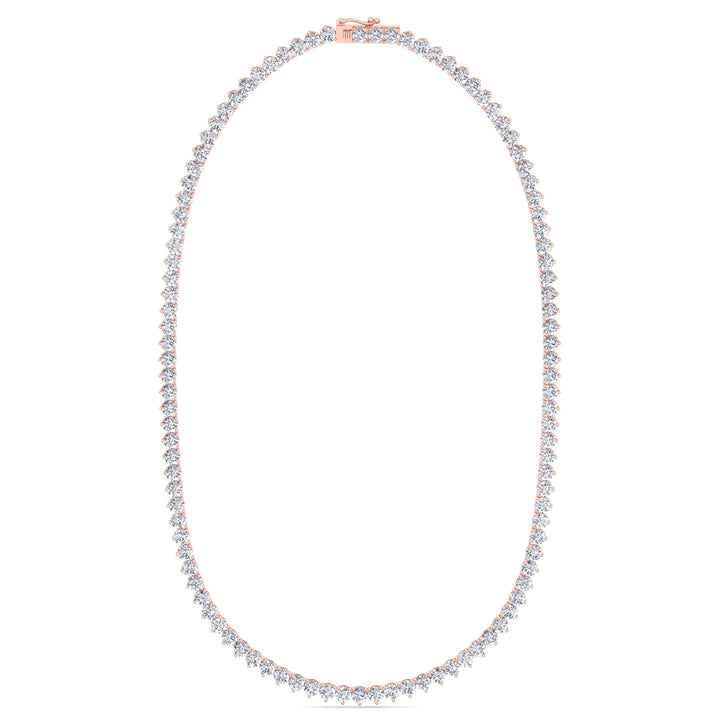 Rose Gold 3 Prong Round Lab Tennis Necklace