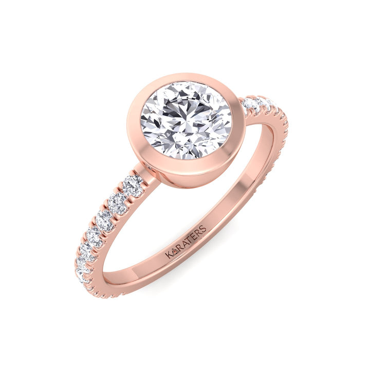 Rose Gold Bezel Set Diamond Engagement Ring