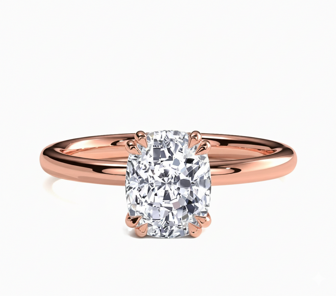 Elongated Cushion Cut Solitaire Lab Grown Diamond Engagement Ring