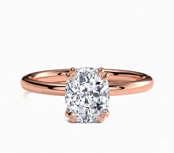 Elongated Cushion Cut Solitaire Lab Grown Diamond Engagement Ring