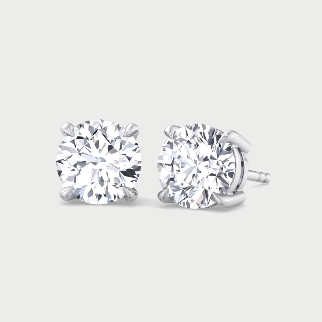 6CT Round Cut  Lab Grown Diamond Studs 14K Solid Gold