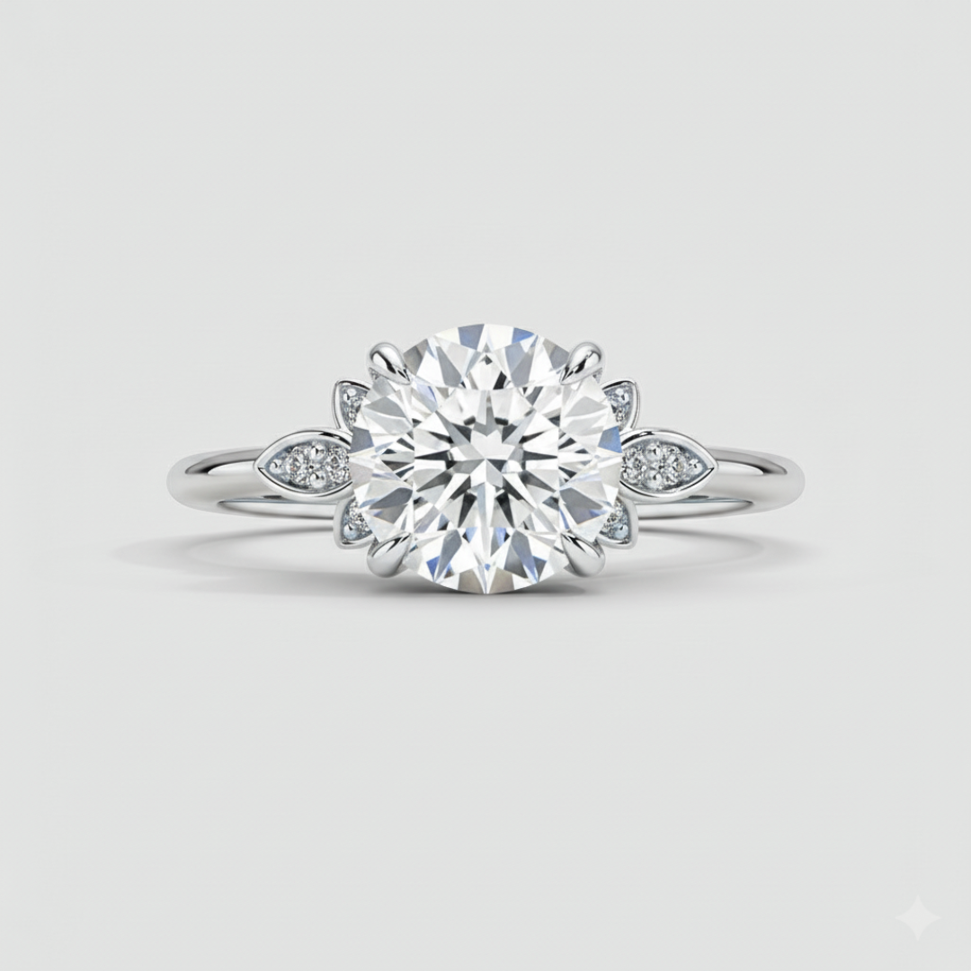 Round Cut Lab Grown Diamond Fiorella Engagement Ring 