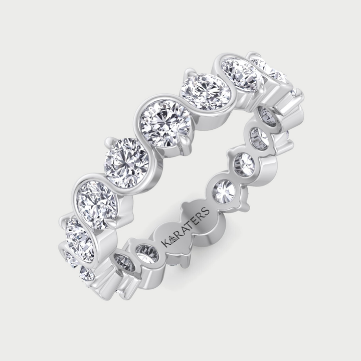 Round Shape Bezel Wave Lab Grown Diamond Eternity Band
