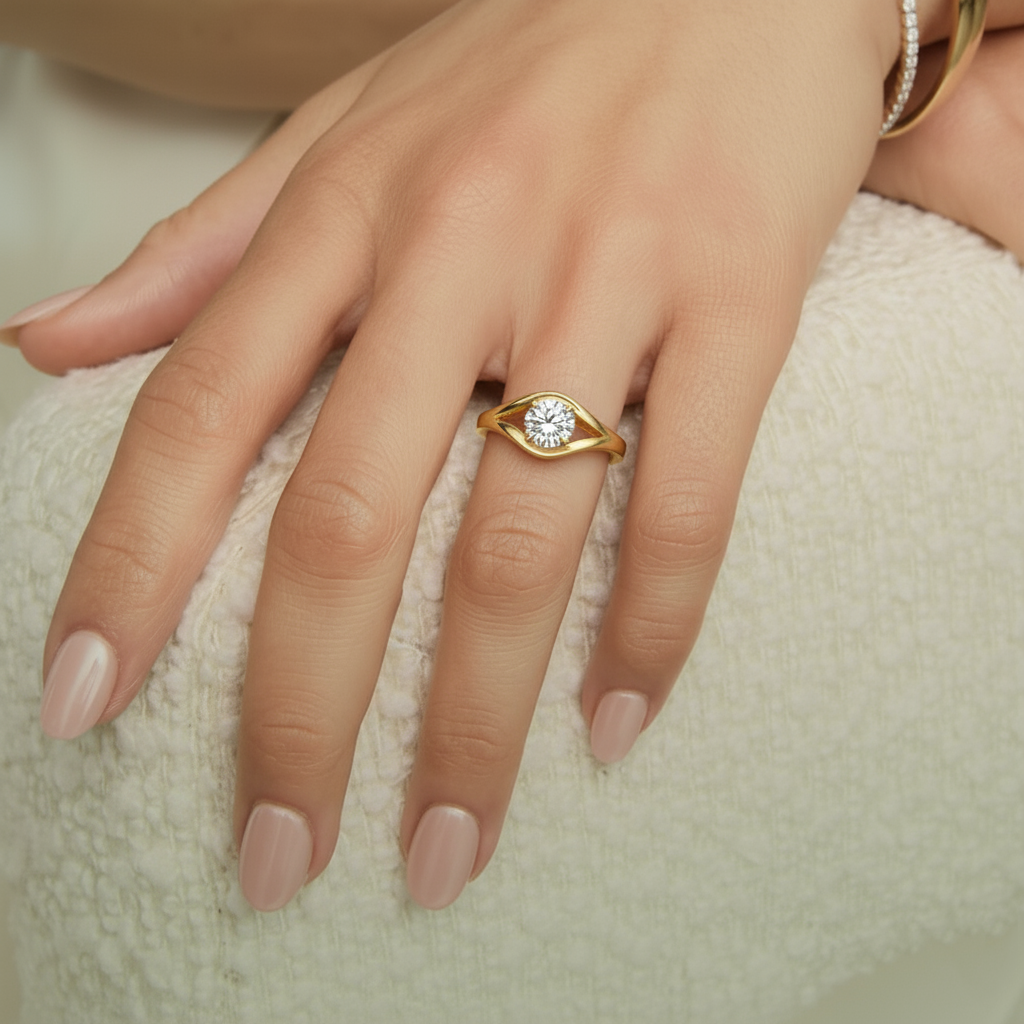 Oculus Solitaire Lab Grown Diamond Engagement Ring Yellow Gold