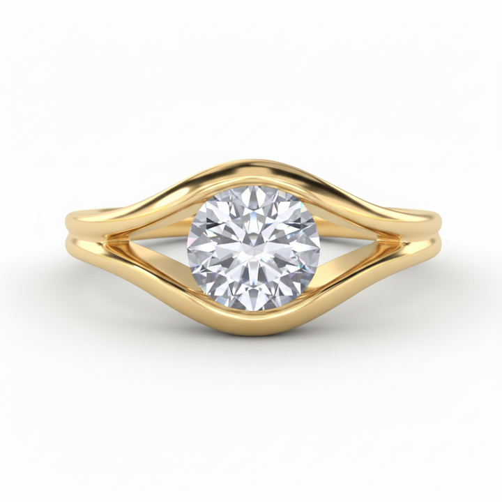 Oculus Solitaire Lab Grown Diamond Engagement Ring Yellow Gold 14K
