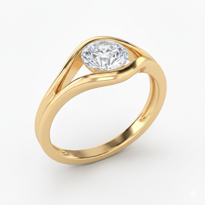Oculus Solitaire Lab Grown Diamond Engagement Ring Yellow Gold 18K