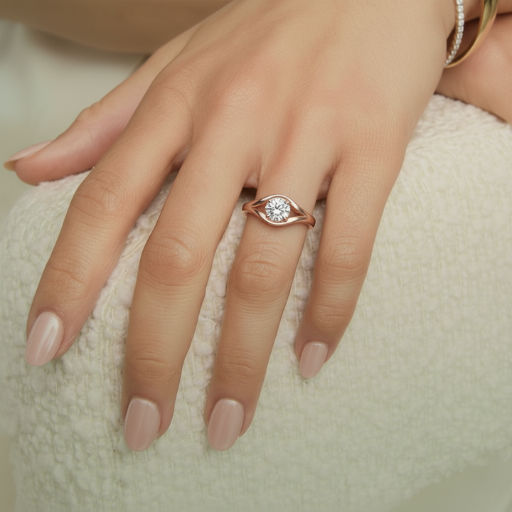 Oculus Solitaire Lab Grown Diamond Engagement Ring Rose Gold