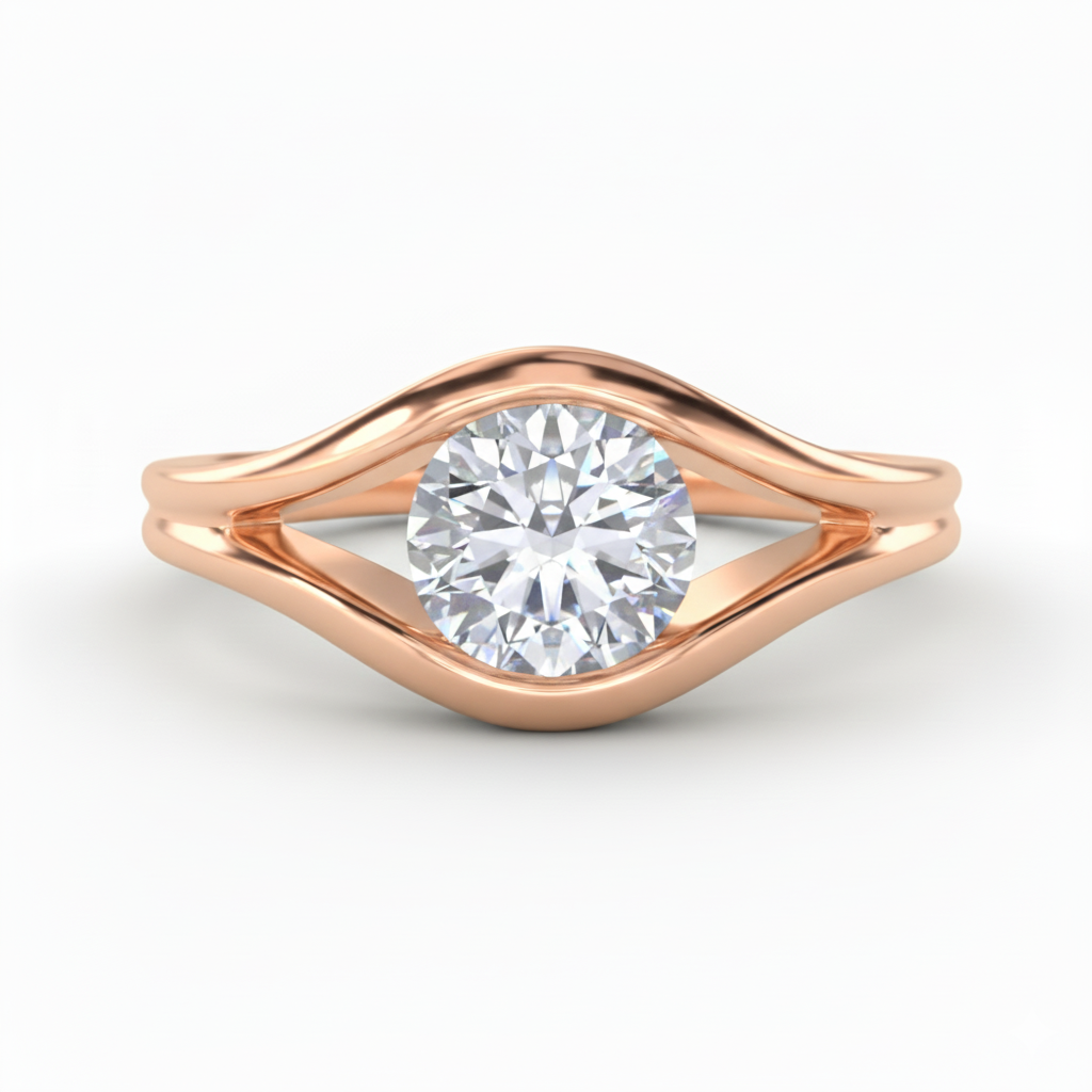Oculus Solitaire Lab Grown Diamond Engagement Ring Rose Gold 14K
