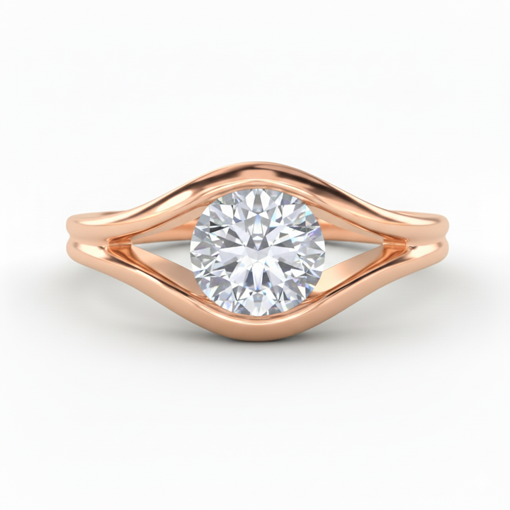 Oculus Solitaire Lab Grown Diamond Engagement Ring Rose Gold 14K