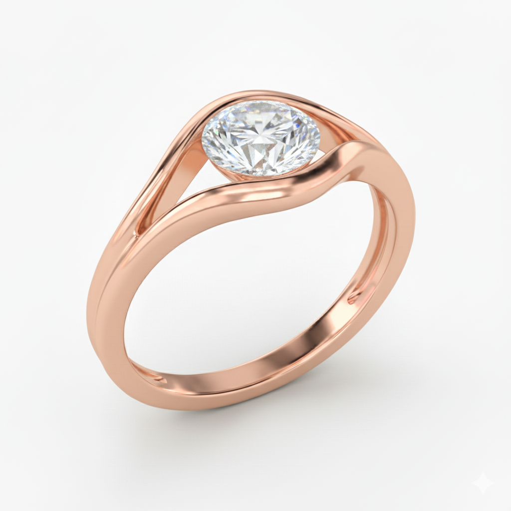 Oculus Solitaire Lab Grown Diamond Engagement Ring Rose Gold 18K