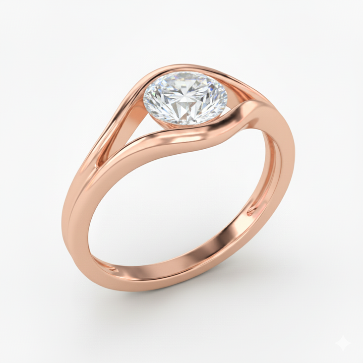 Oculus Solitaire Lab Grown Diamond Engagement Ring Rose Gold 18K