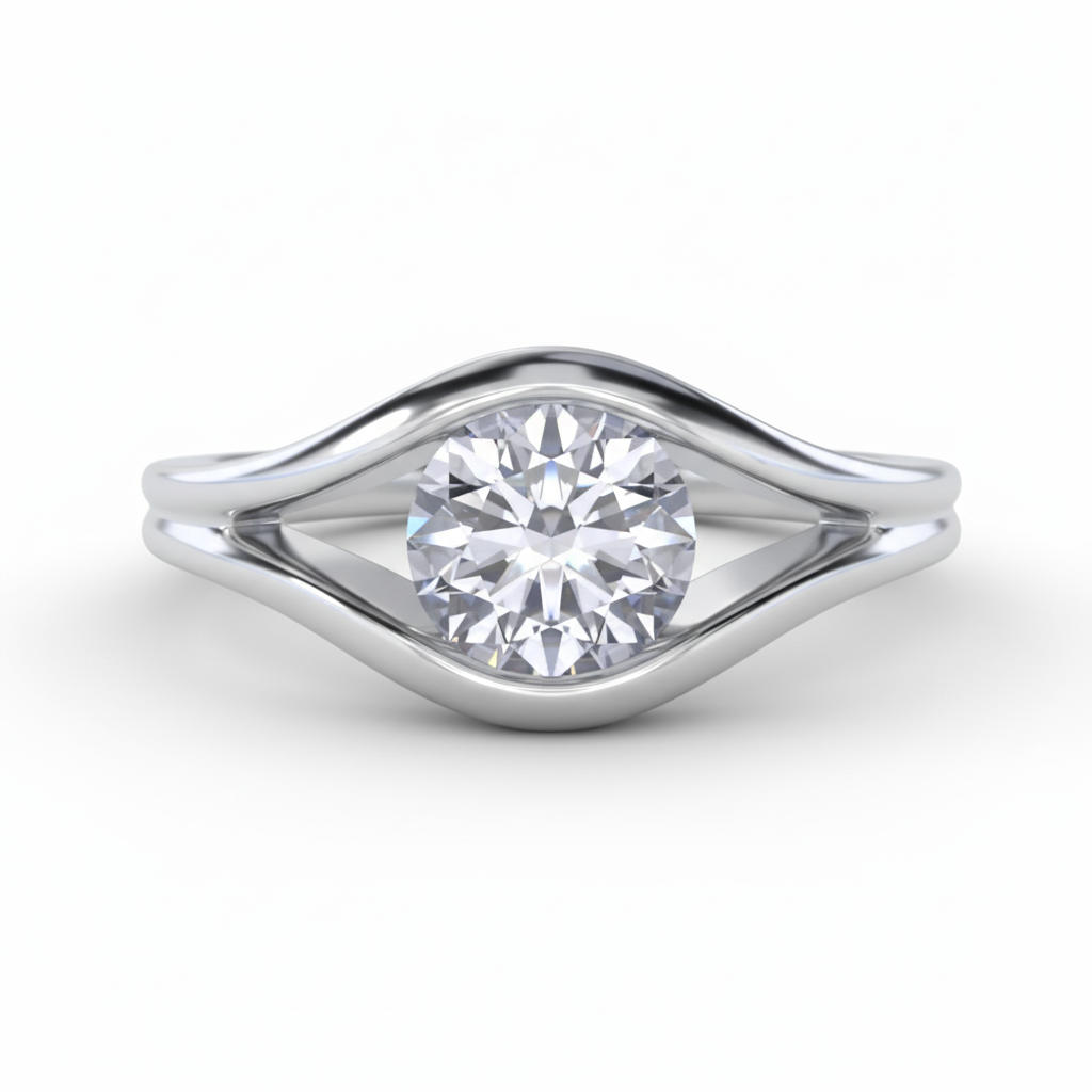 Oculus Solitaire Lab Grown Diamond Engagement Ring White Gold 14K