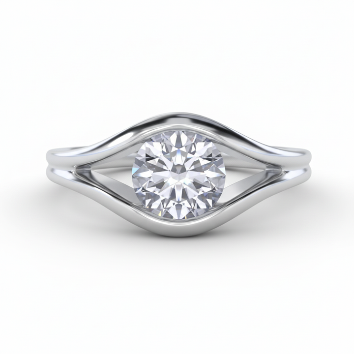 Oculus Solitaire Lab Grown Diamond Engagement Ring White Gold 14K