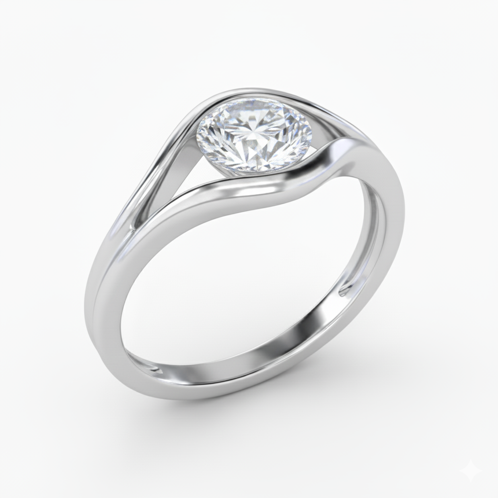 Oculus Solitaire Lab Grown Diamond Engagement Ring White Gold 18K