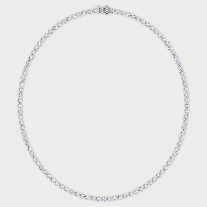 Round Shape Bezel Set Lab Tennis Necklace 14K Gold