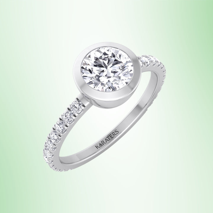 Round Bezel Set Lab Diamond Engagement Ring