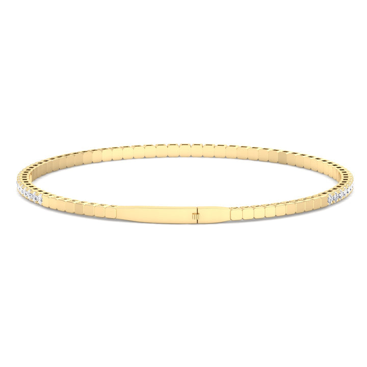 Round Cut Grown Diamond Yellow gold Flexible Bangle Bracelet 