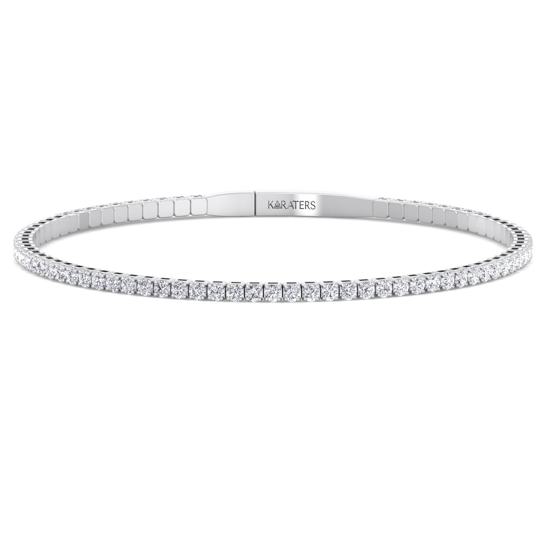 Round Cut Lab Diamond Flexible White Bangle 