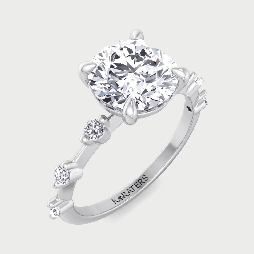 Round Cut Solitaire Lab Diamond Engagement Ring 