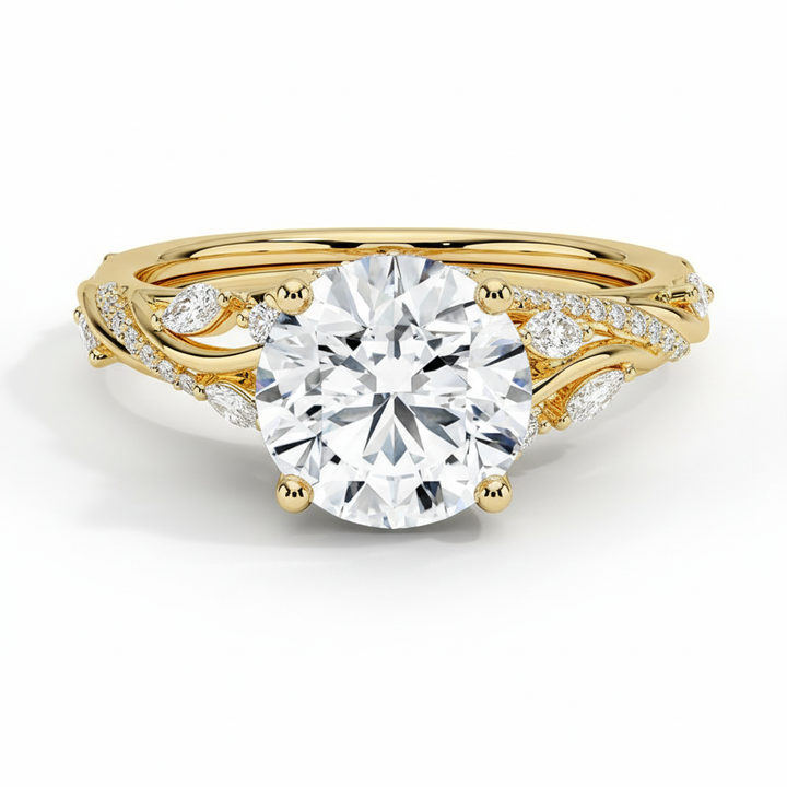Twisted Willow Round Cut Lab Grown Diamond Engagement Ring Yellow Gold 18K