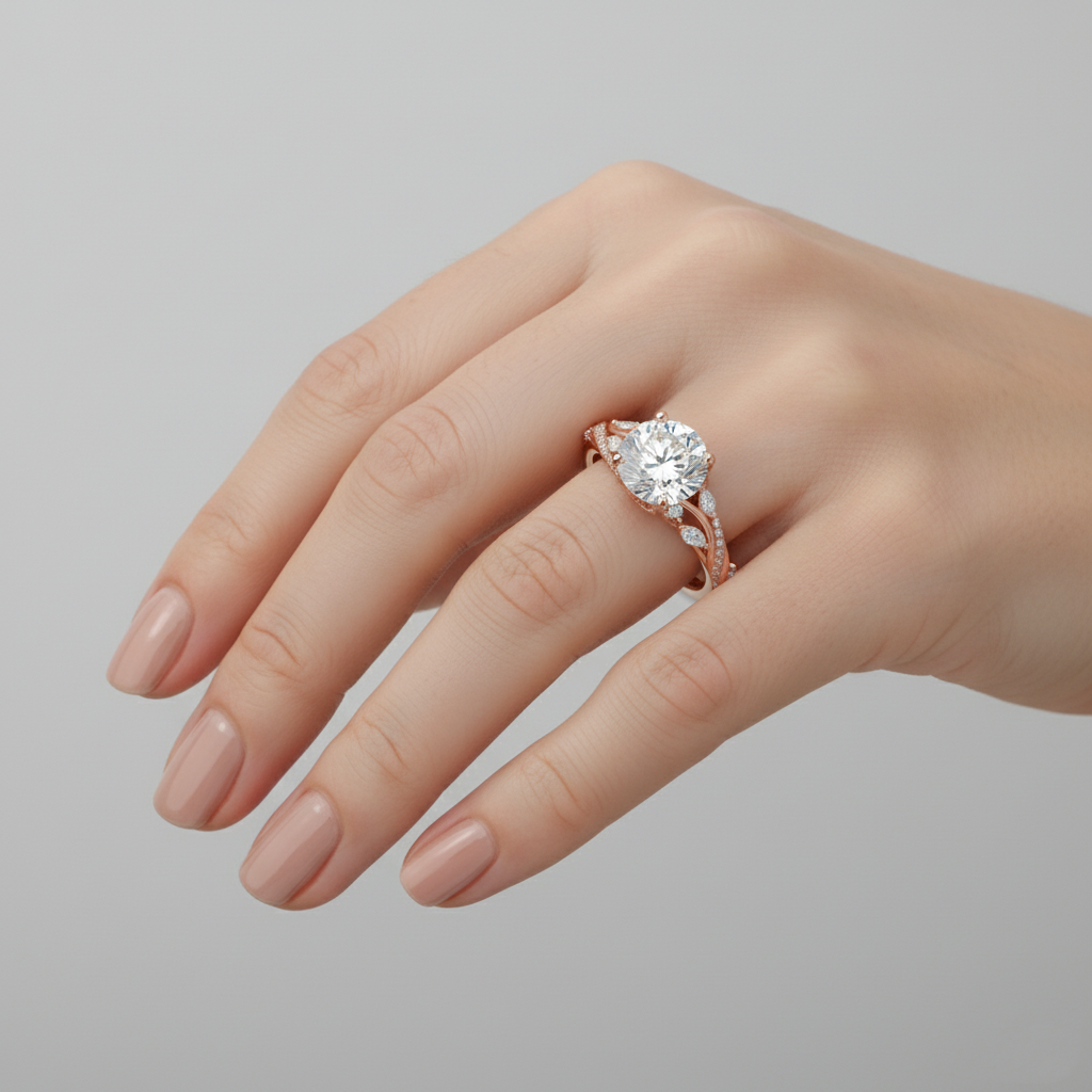 Twisted Willow Round Cut Lab Grown Diamond Engagement Ring Rose Gold