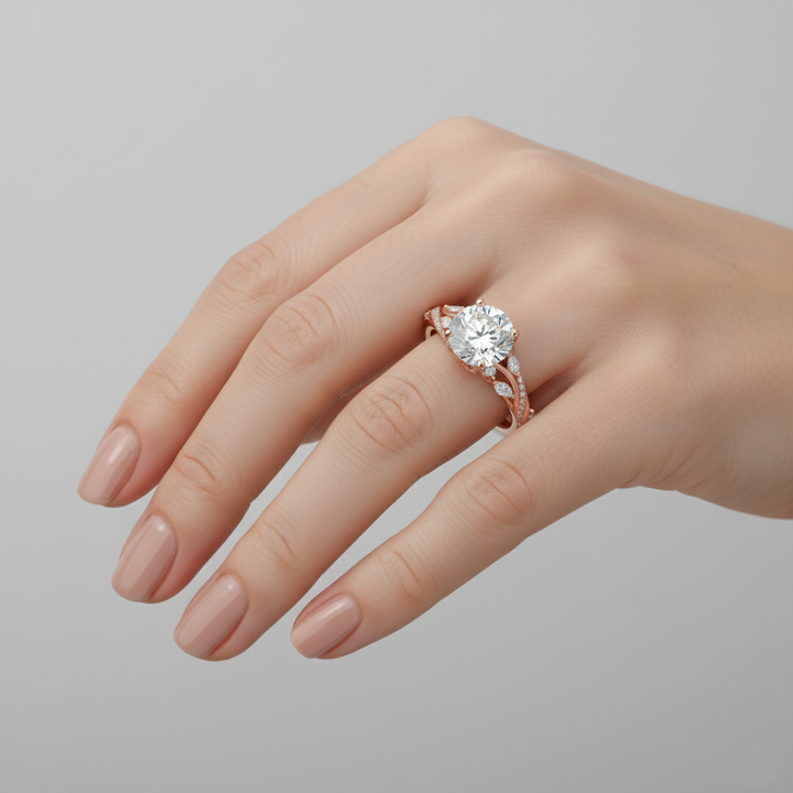 Twisted Willow Round Cut Lab Grown Diamond Engagement Ring Rose Gold