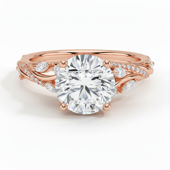 Twisted Willow Round Cut Lab Grown Diamond Engagement Ring Rose Gold 18K