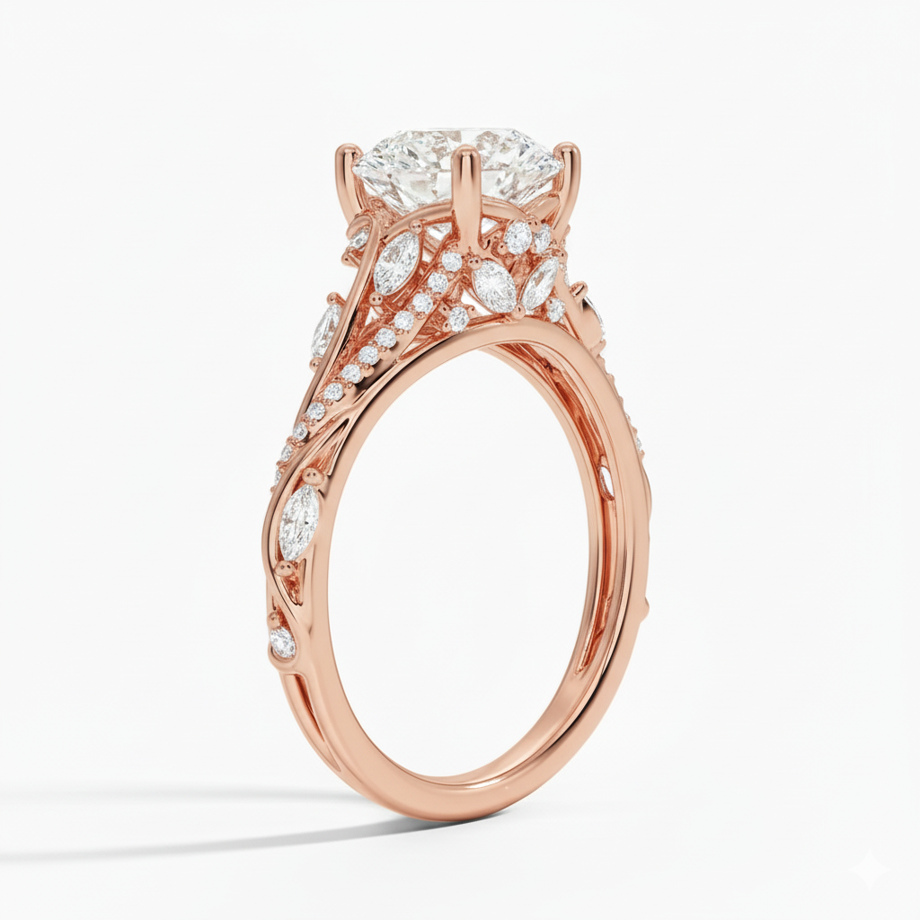 Twisted Willow Round Cut Lab Grown Diamond Engagement Ring Rose Gold 14K