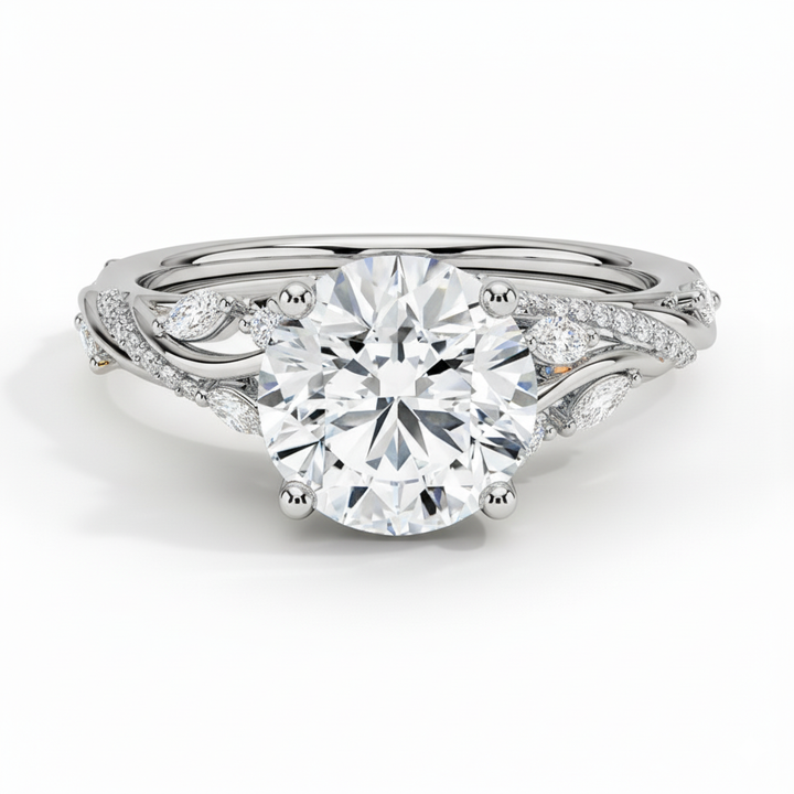 Twisted Willow Round Cut Lab Grown Diamond Engagement Ring White Gold 18K