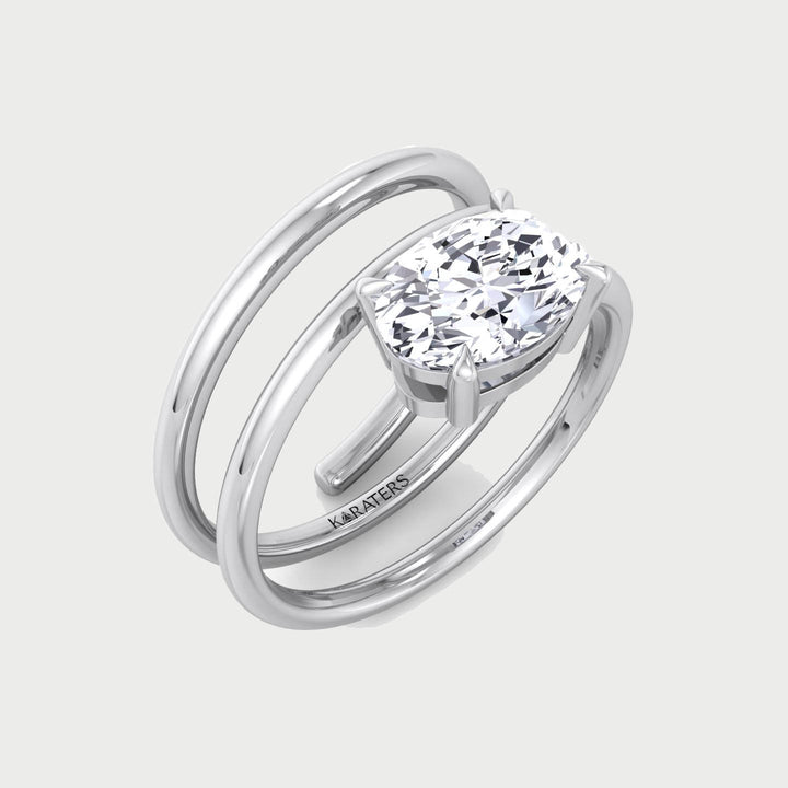 Oval Shape Spiral Lab Grown Diamond Ring