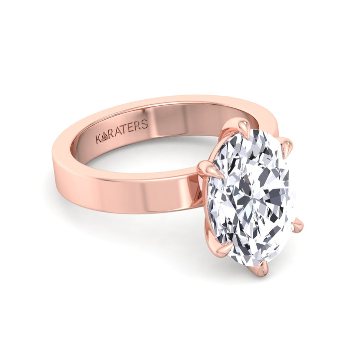 Six-Prong Oval Lab Diamond Ring Rose Band Rose
