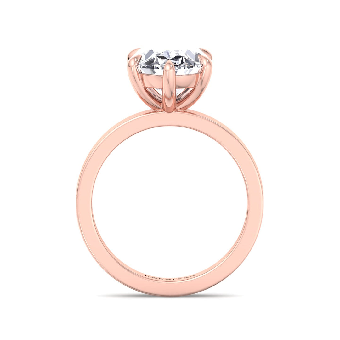 Six-Prong Oval cut Lab Diamond Ring Rose Band Rose
