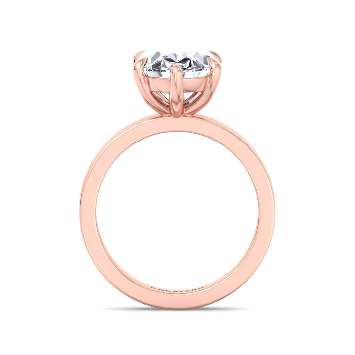 Six-Prong Oval cut Lab Diamond Ring Rose Band Rose
