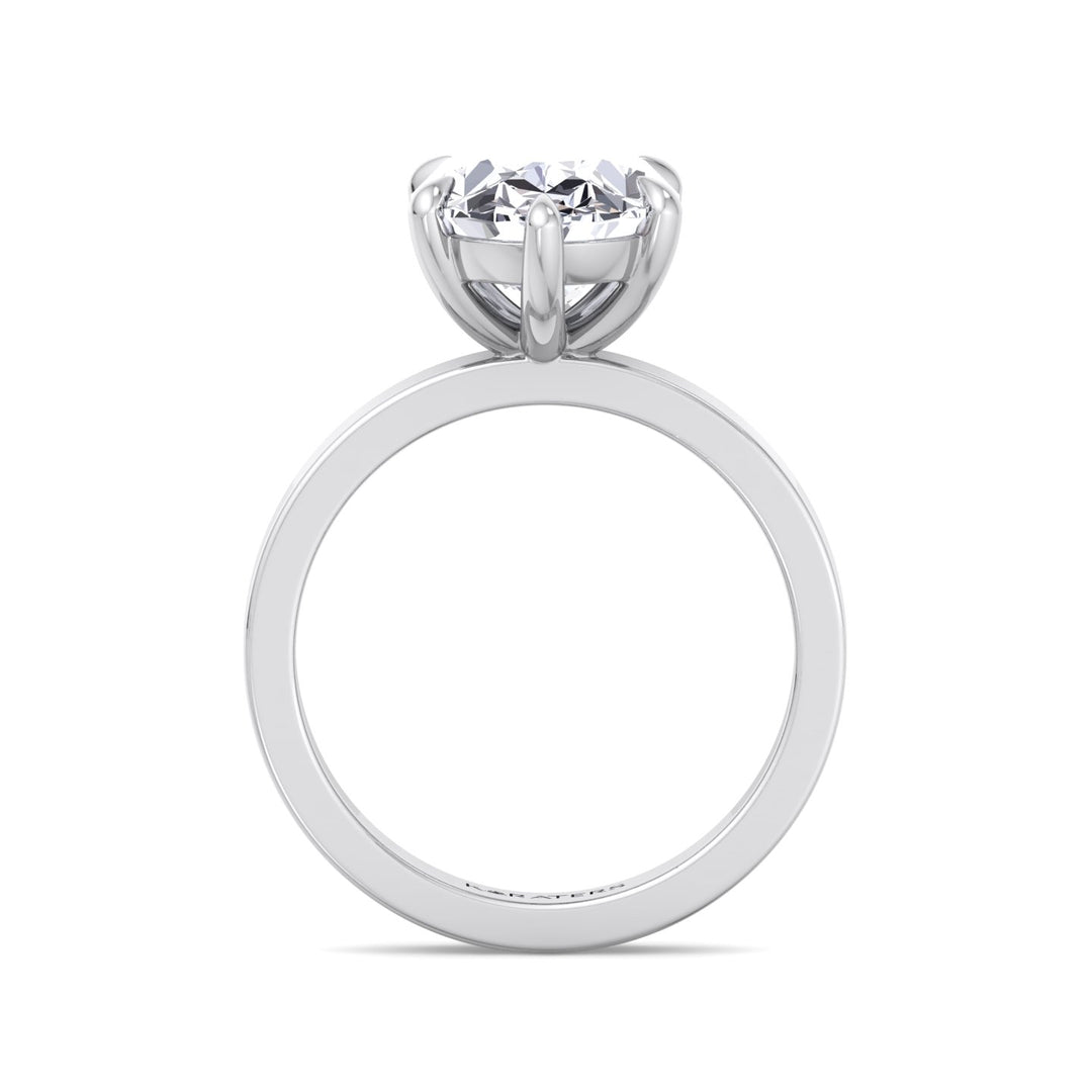 Six-Prong Oval cut Lab Diamond Ring Rose Band White
