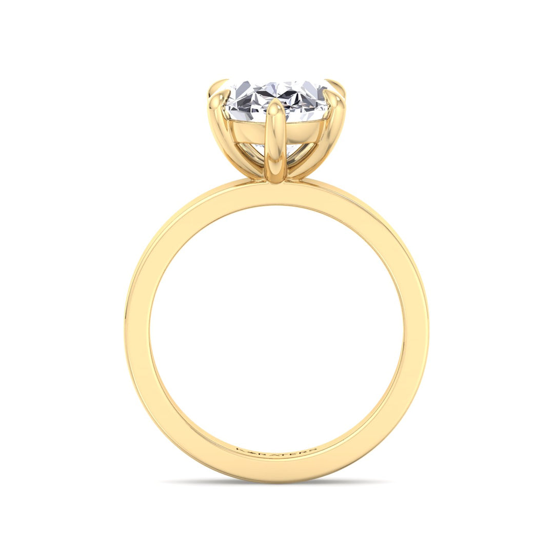 Six-Prong Oval cut Lab Diamond Ring Rose Band Yellow