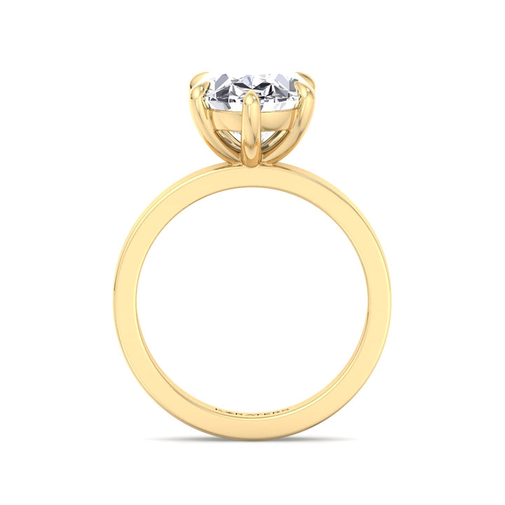 Six-Prong Oval cut Lab Diamond Ring Rose Band Yellow