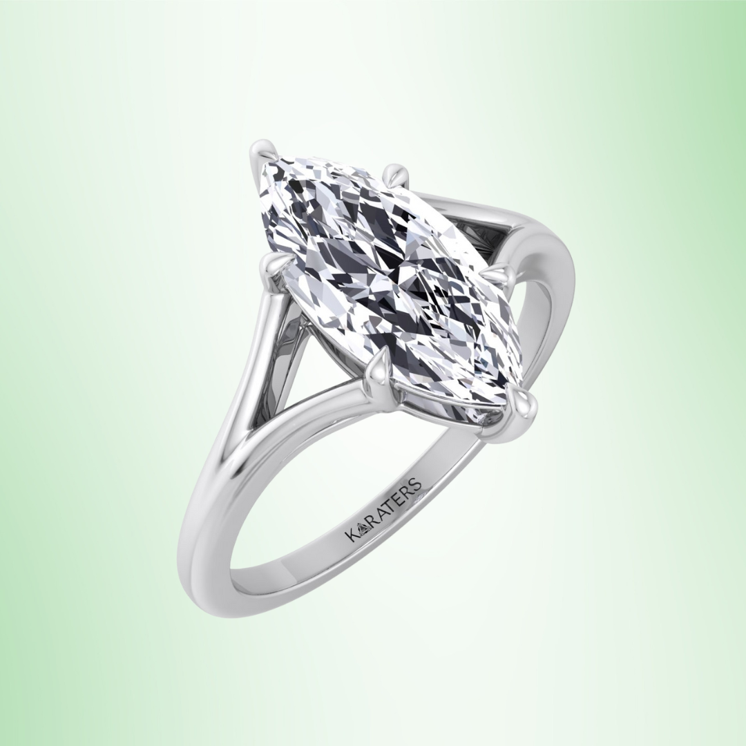 Marquise Cut Cathedral Split Shank Lab Grown  Engagement Ring-1CT-2CT-3CT-4CT-5CT-6CT-7CT-8CT-9CT-10CT-Platinum