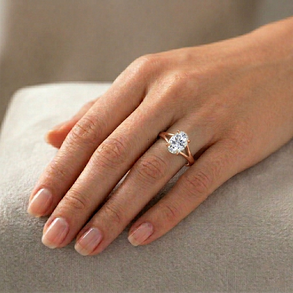 Oval Shape Lab-Grown Diamond Split Shank Engagement Ring