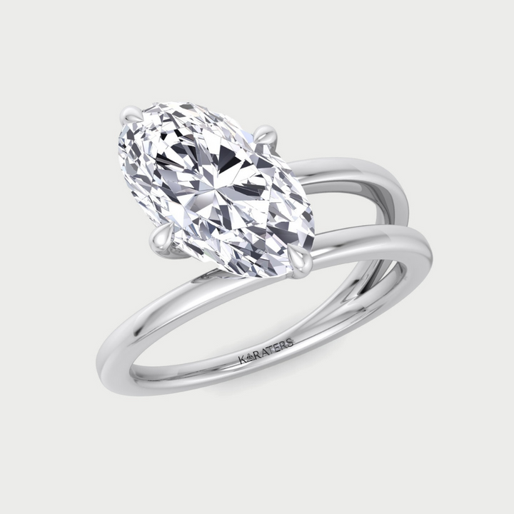 Twist Band Solitare Moval Lab-Grown Diamond Engagement Ring