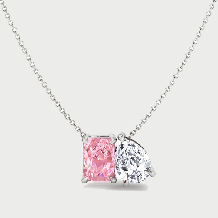 Toi Et Moi Fancy Pink Radiant Cut & Pear Shape Lab Grown Diamond Pendant