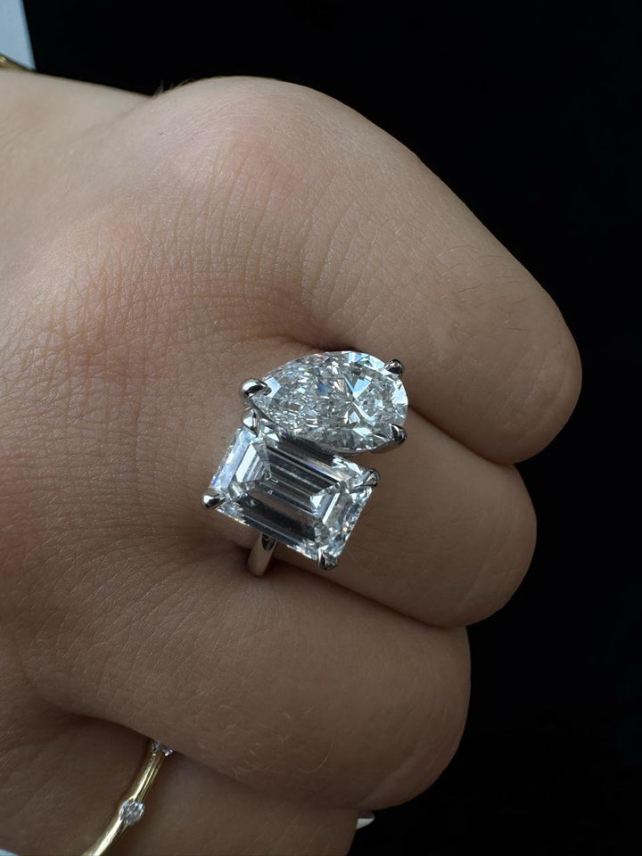 Toi et Moi - Emerald Pear Lab Diamond Ring