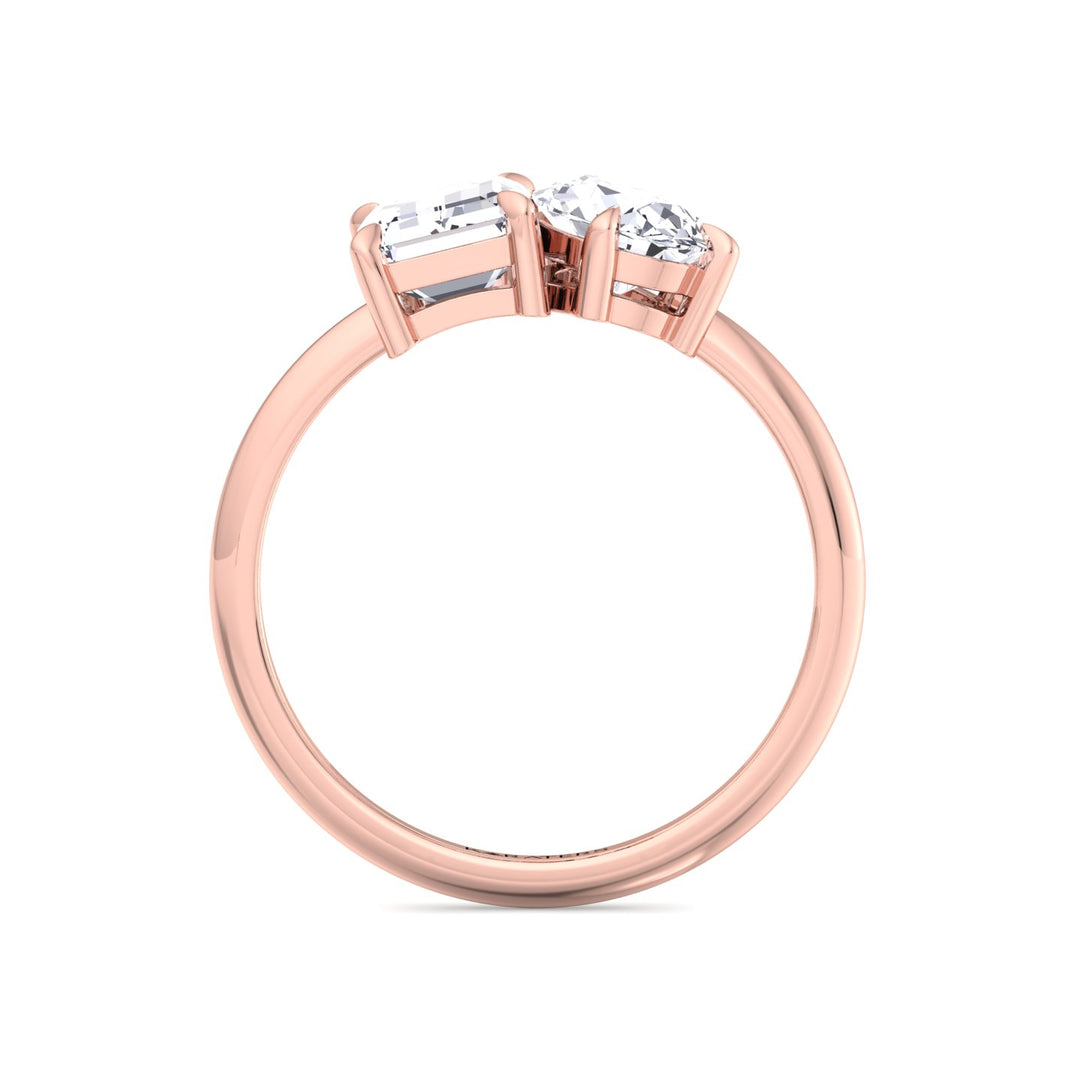 Toi et Moi - Emerald Pear Lab Diamond Ring Rose Gold