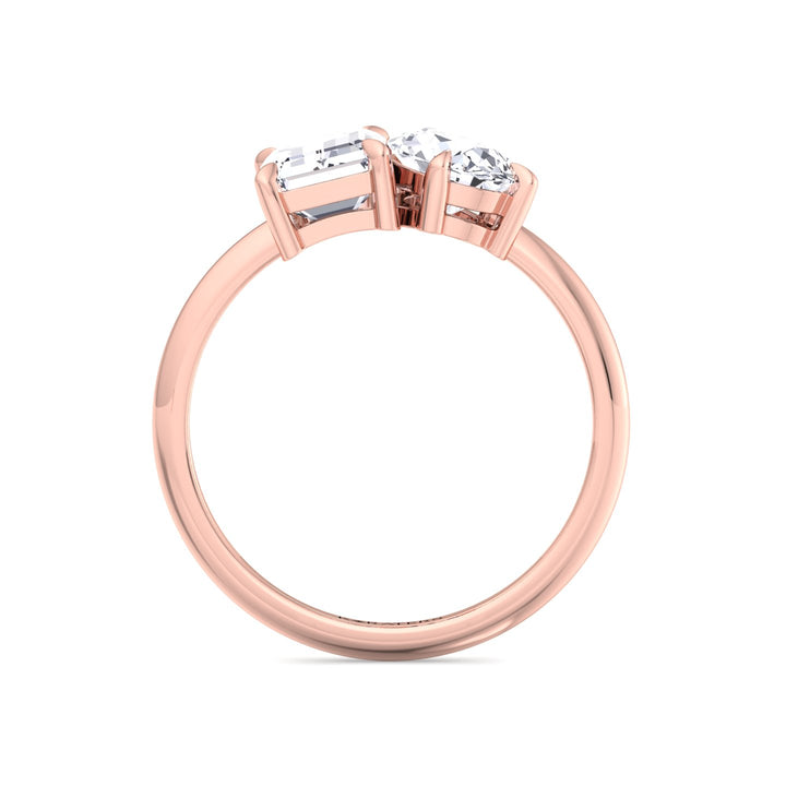 Toi et Moi - Emerald Pear Lab Diamond Ring Rose Gold